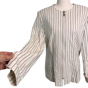 Vintage Tall Girl ZipUp Jacket Womens 8 Pinstripe Minimalist Chic Layering